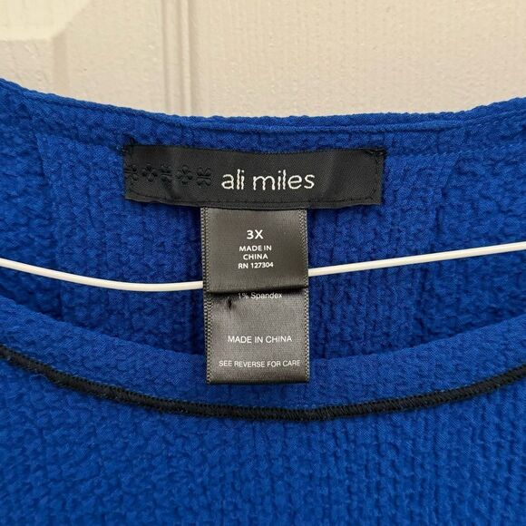 Ali Miles Women’s Bell Sleeve Lagenlook Tunic Royal Blue Size 3X Flowy Artsy - Picture 3 of 7